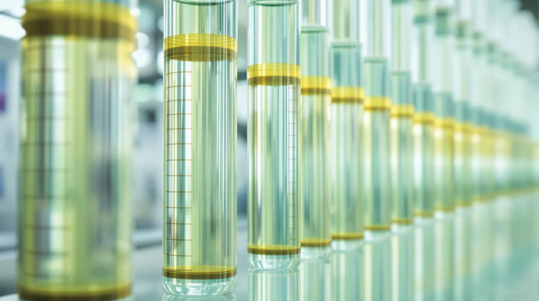 10-OH-HHC Wirkung: Chromatographie-Säulen im hellen Labor