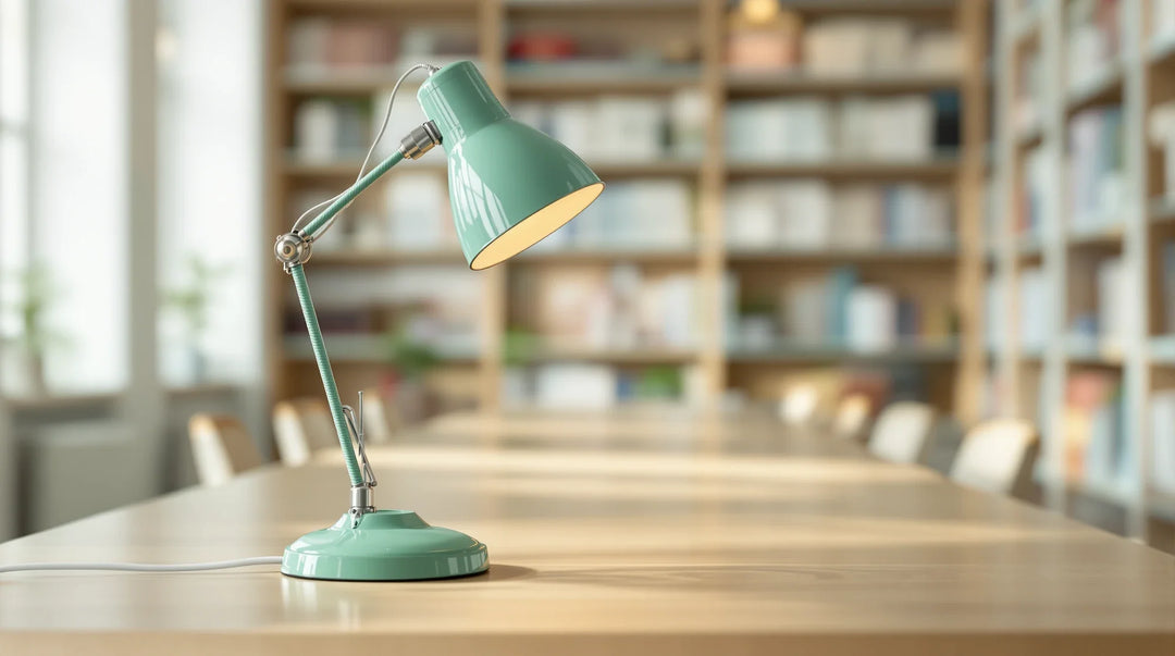 T9HC Legalität: Bankerlampe im Lesesaal einer Rechtsbibliothek