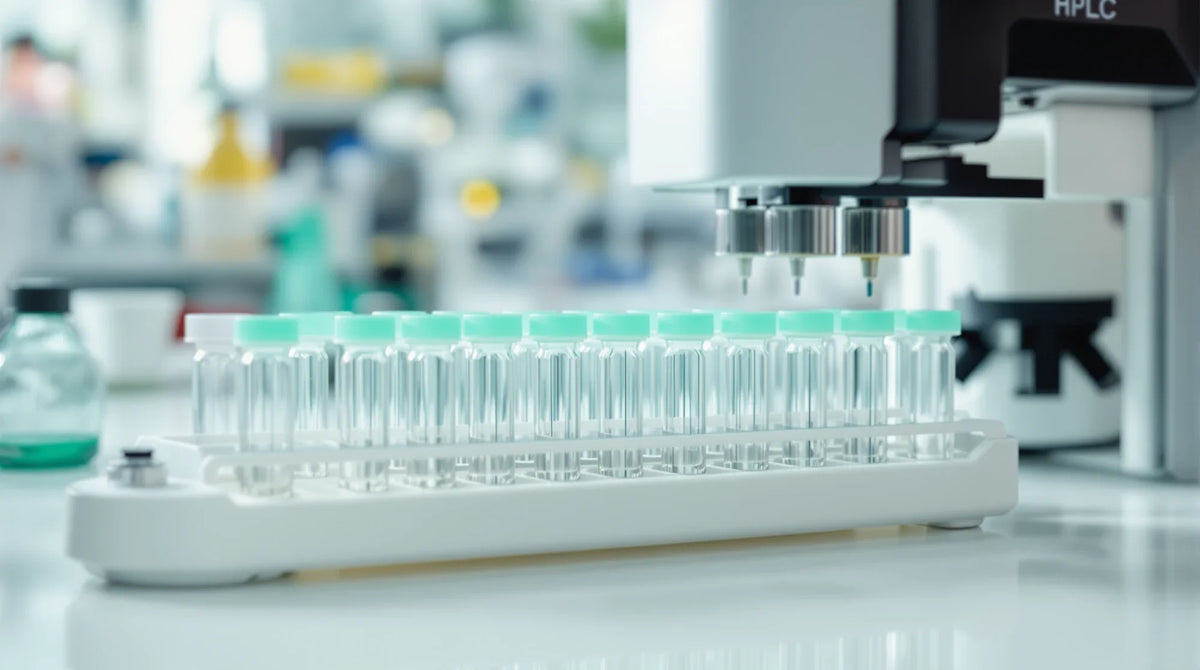 THCB Wirkung: HPLC-Analysegerät mit Probenteller im Labor