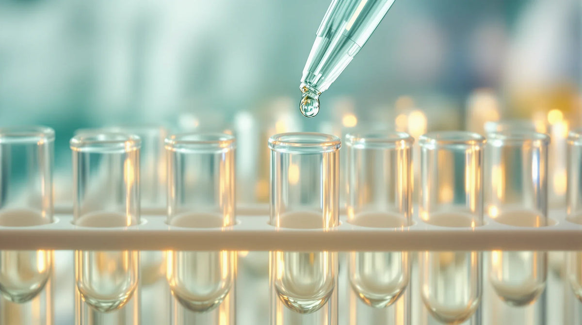 THCJD Wirkung: Pipette über einem Reagenzglas-Ständer