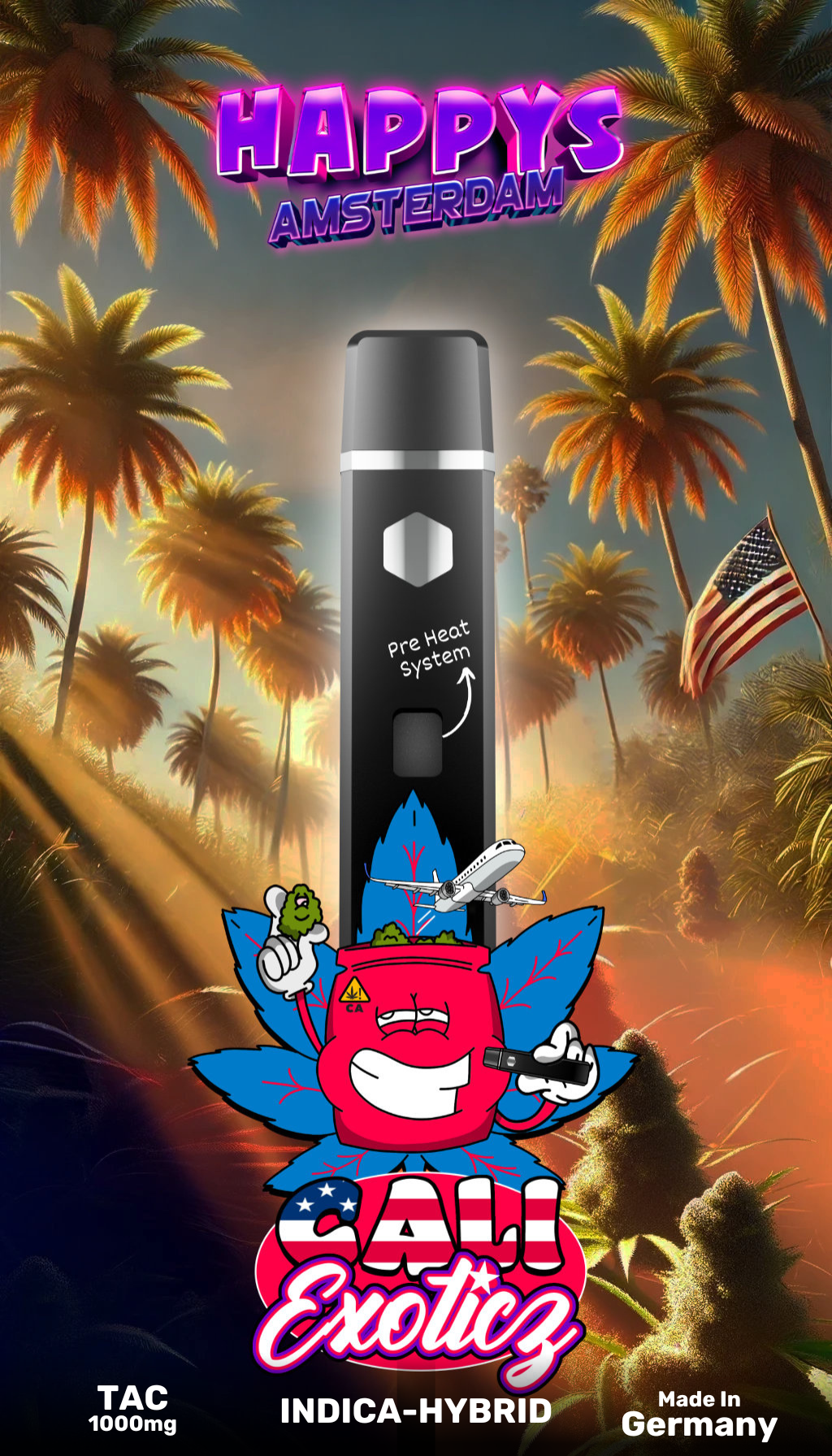 Happys Amsterdam Premium 1ml TAC Vape Cali Exoticz - Indica Hybrid G&C GbR Happys Amsterdam Premium 1ml TAC Vape Cali Exoticz - Indica Hybrid G&C GbR