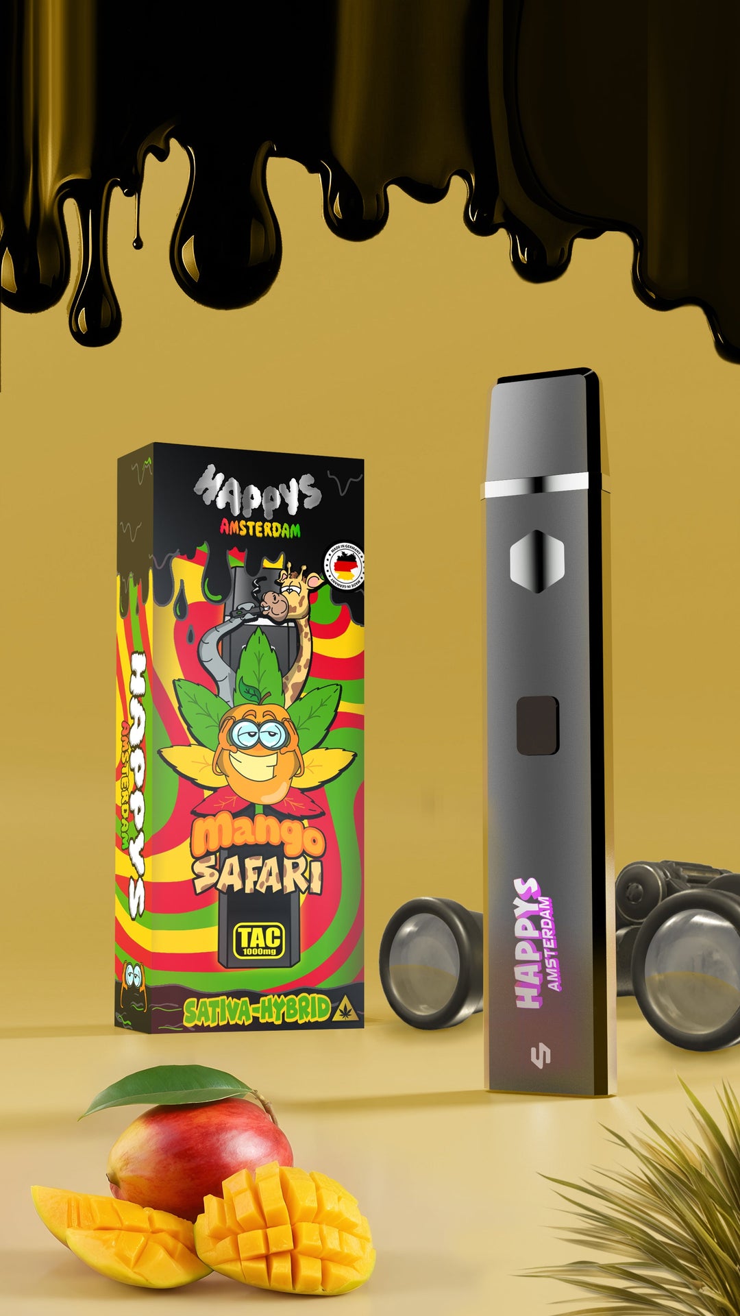 Happys Amsterdam Premium 1ml TAC Vape Mango Safari