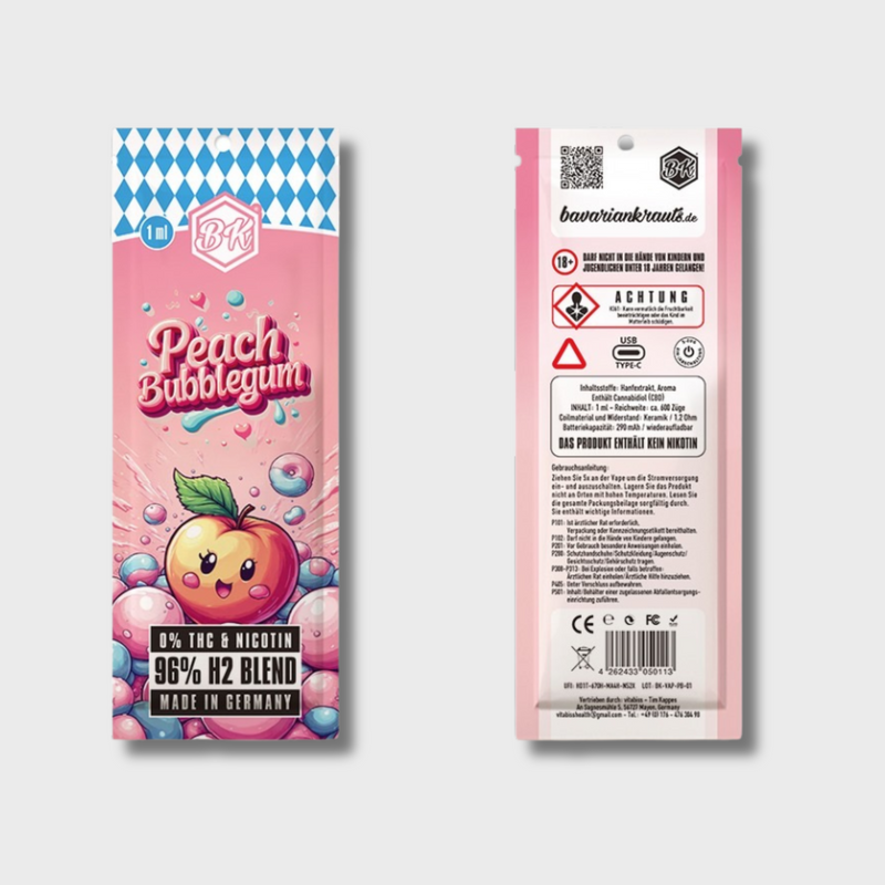 Bavarian Krauts H2 96% Vape Peach Bubblegum