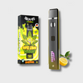 Happys Amsterdam Super Lemon Haze Verpackung in Gelb mit Vape und Zitrone
