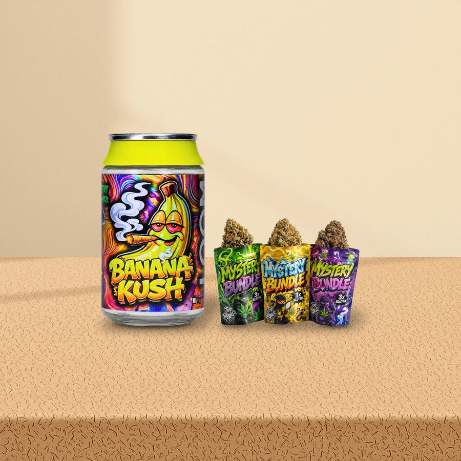 Alternative zu H2 Superior Blüten: Loom Blüten Banana Kush und Terp Ninjas Blüten Mystery Bundle auf Kork