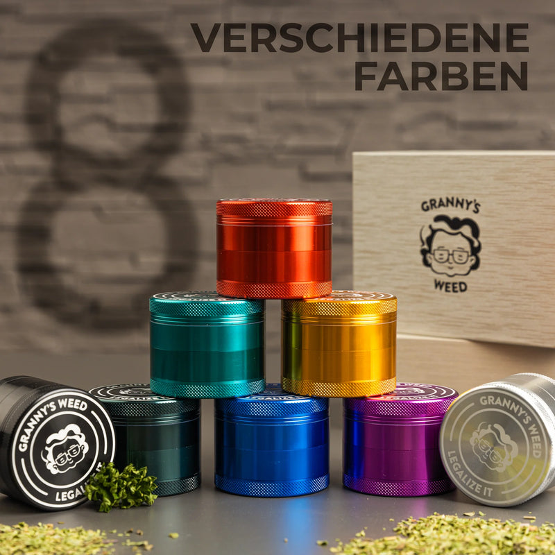 Granny’s Weed Aluminium Grinder 63 mm – 4-teilig mit Pollensieb