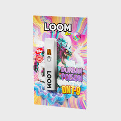 Loom DNT-9 Durban Poison Verpackung mit Drachen-Comic-Figur und weißer Vape