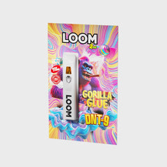 Loom DNT-9 Gorilla Glue Verpackung mit Gorilla-Comic-Figur und weißer Vape